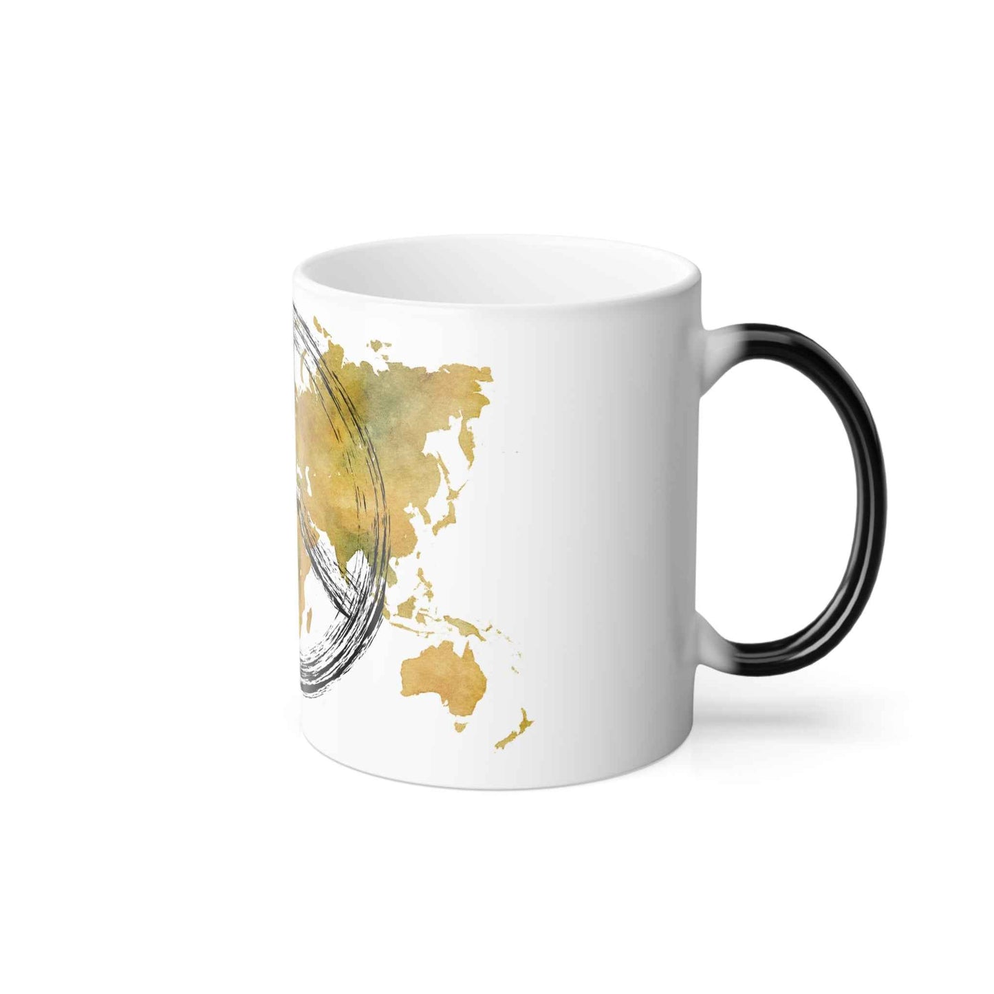 Peaceful World Color-Changing Mug — Watercolor Peace Sign Globe, 11oz