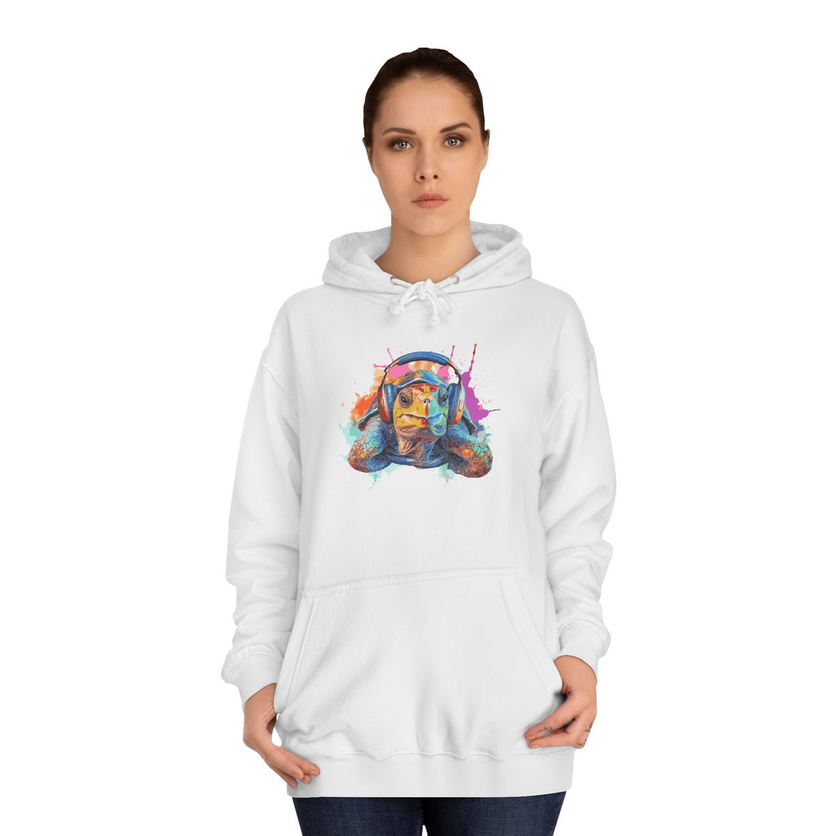 Colorful Turtle Headphones Hoodie — Watercolor Music Hoodie