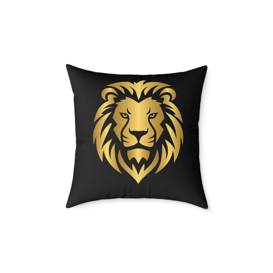 Lion Head Throw Pillow — Gold Lion Decorative Cushion for Living Room