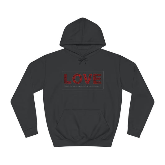 Love College Hoodie - Motivation, Gift, Mindful, Stong, Spread the Love, Peace - Conscience Garment