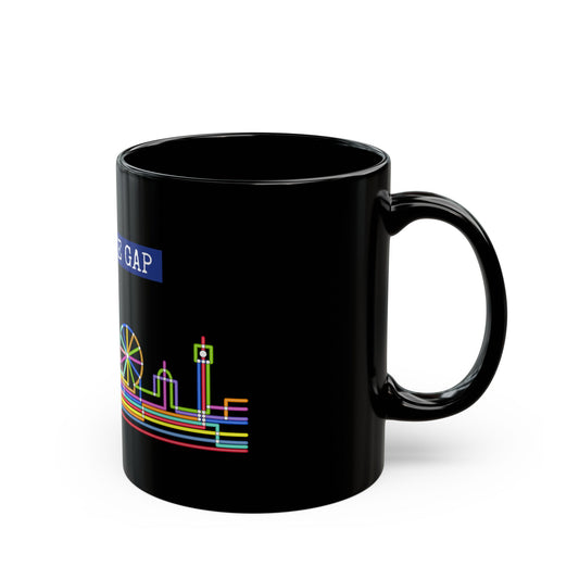 Mind The Gap Black Mug Neon City Skyline Coffee Cup (11oz & 15oz)