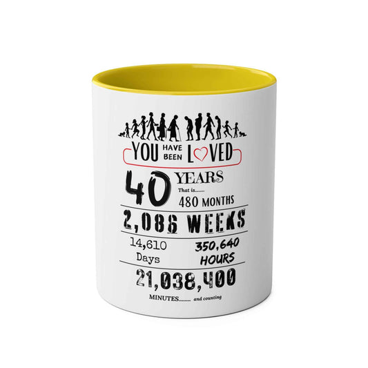 40th Birthday Two-Tone Coffee Mug, 11oz