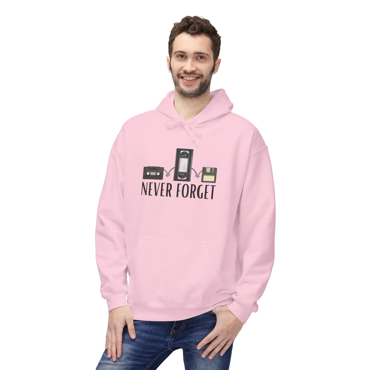 White Never Forget Graphic Hoodie | Minimalist Statement Sweatshirt | Unisex Pullover Hoodie | Meaningful Graphic Streetwear