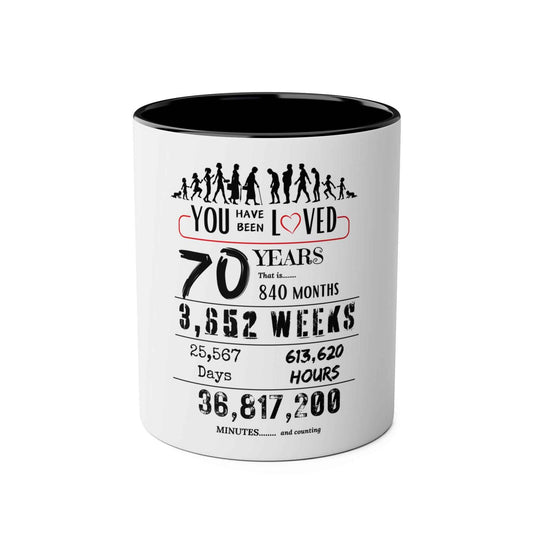 70th Birthday Two-Tone Coffee Mug, 11oz