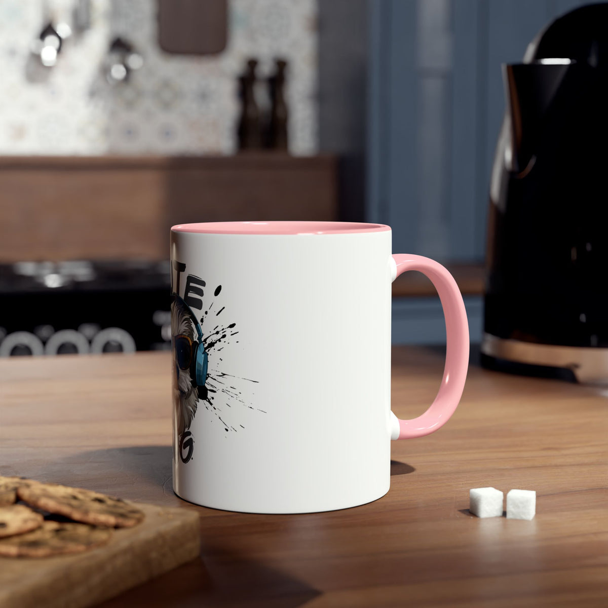Cute Dog with Headphones Mug, Two-tone, 11oz - Conscience Garment