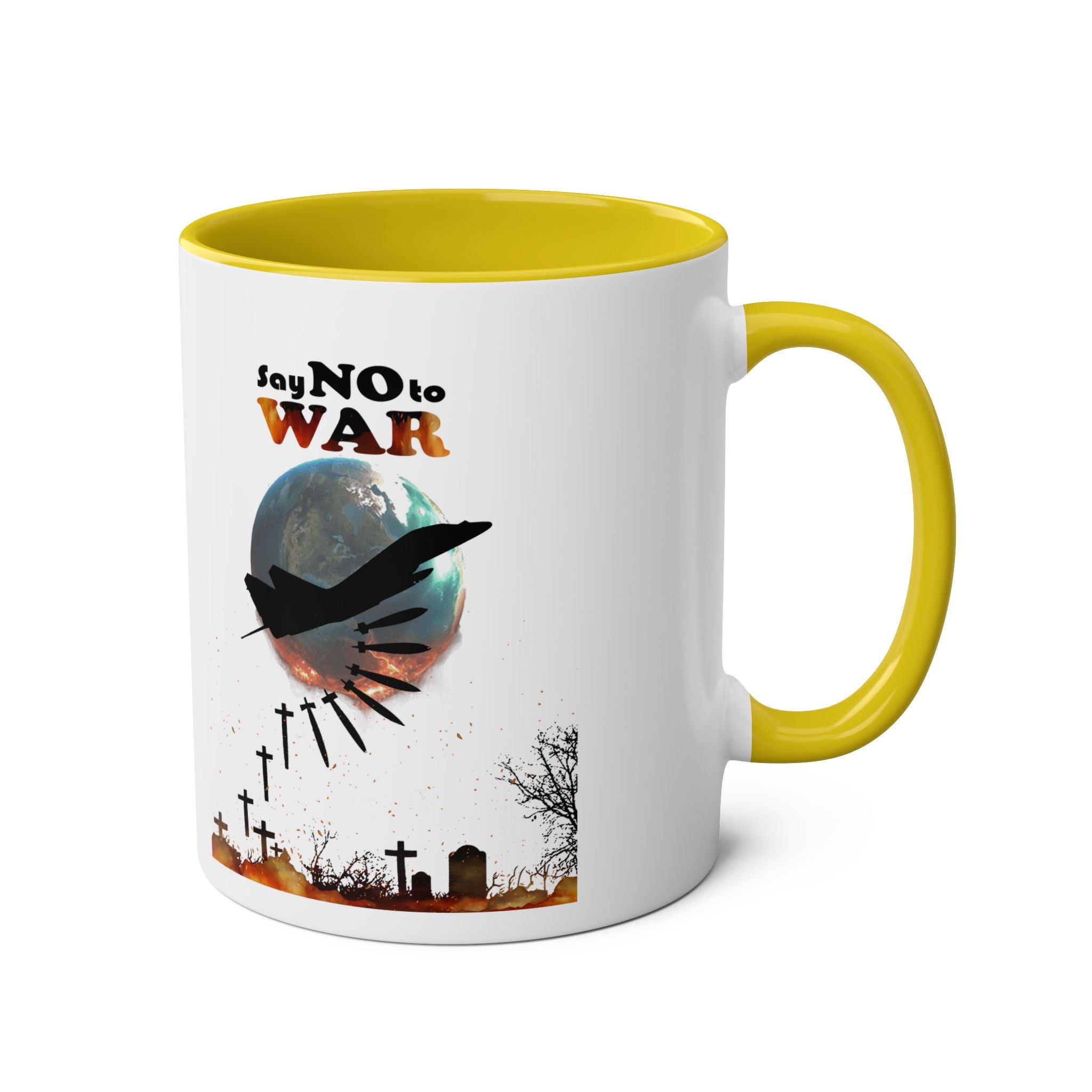 Say No To War, Entertain Peace, Spread the Love, Two-Tone Mugs, Gift, Motivation, Be Kind, Help each other