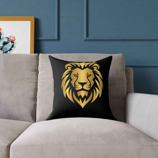 Lion Head Throw Pillow — Gold Lion Decorative Cushion for Living Room