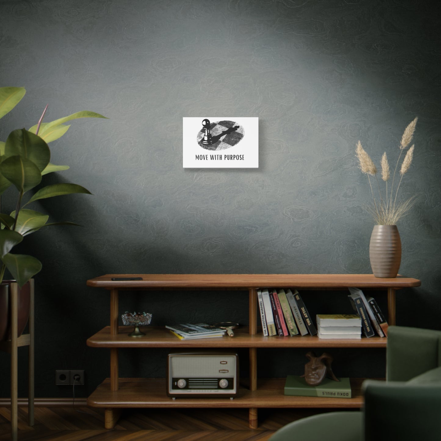 Move With Purpose Canvas Wall Art — Motivational Chess Pawn Print