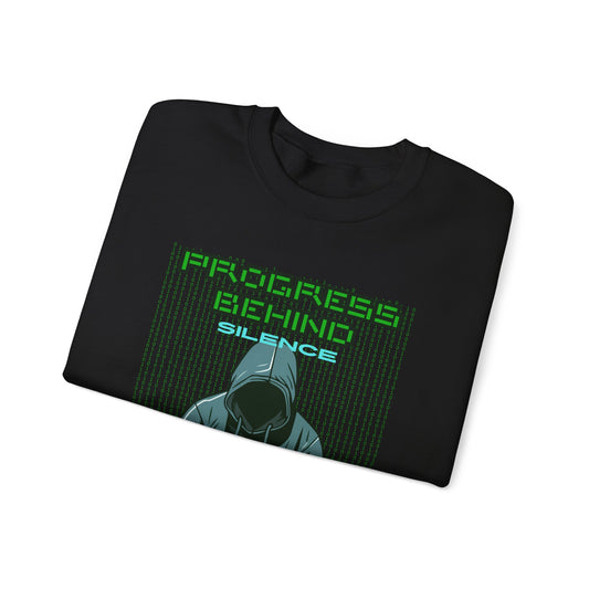 Crewneck Sweatshirt — Progress Behind Silence Graphic Hoodie Design - Conscience Garment