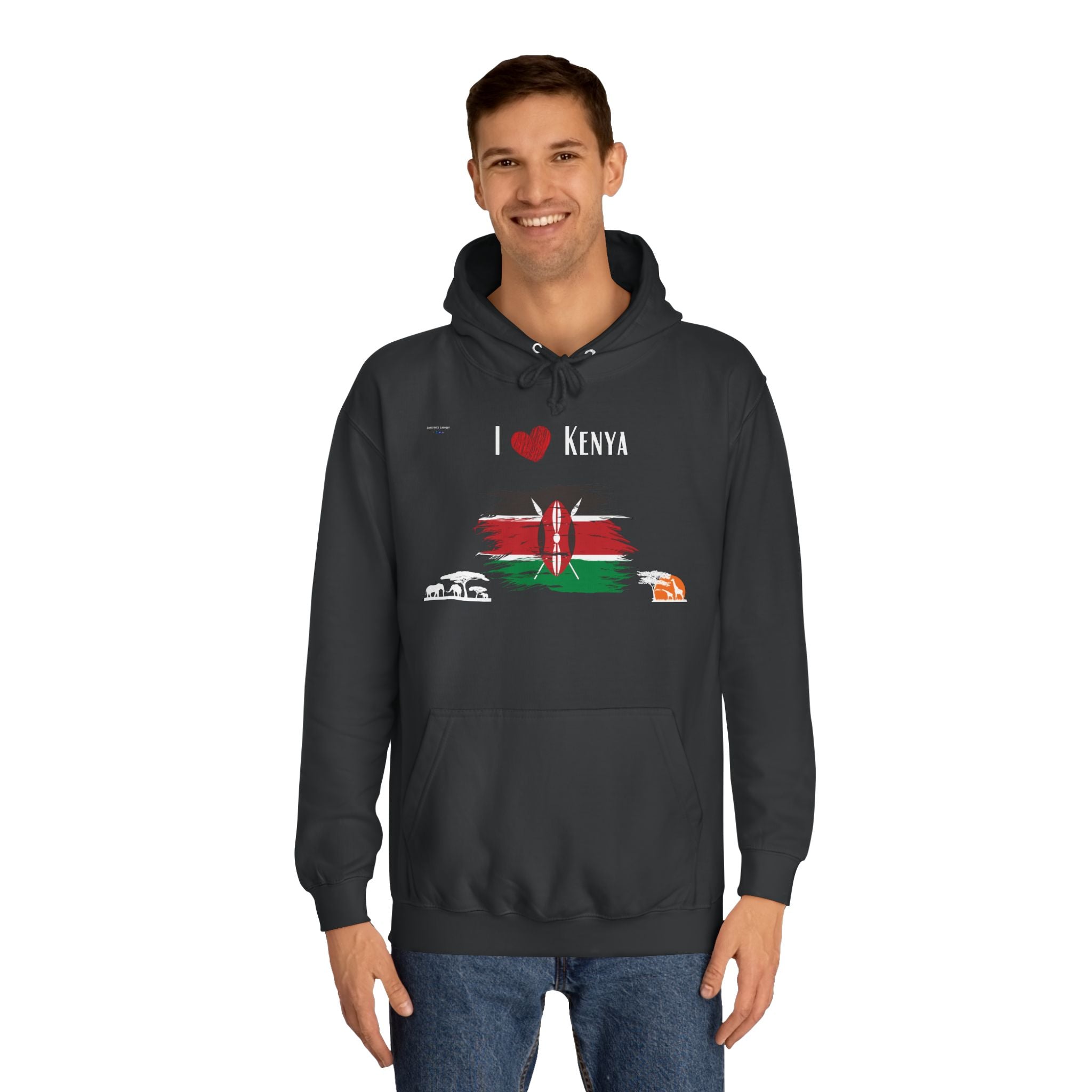 I Love Kenya Unisex College Hoodie - Cozy National Pride Apparel
