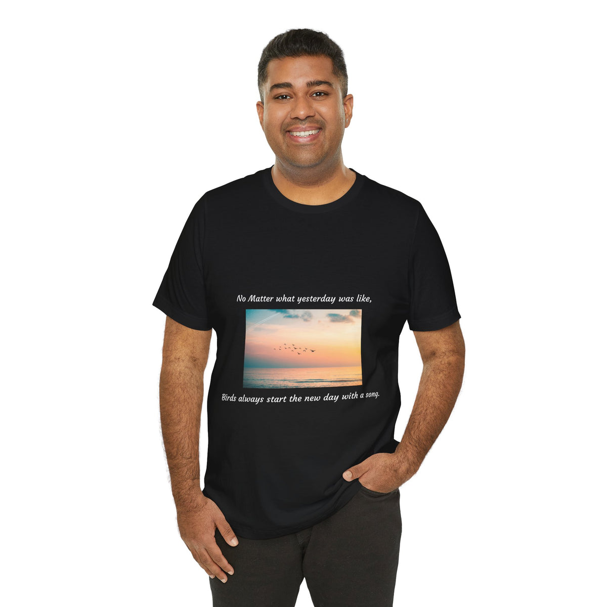 New Day, New Beginning - Inspirational Bird Tee, Unisex Short Sleeve T-Shirt, Motivational Quote Shirt, Nature Lover Gift, Positive Vibes Apparel - Conscience Garment