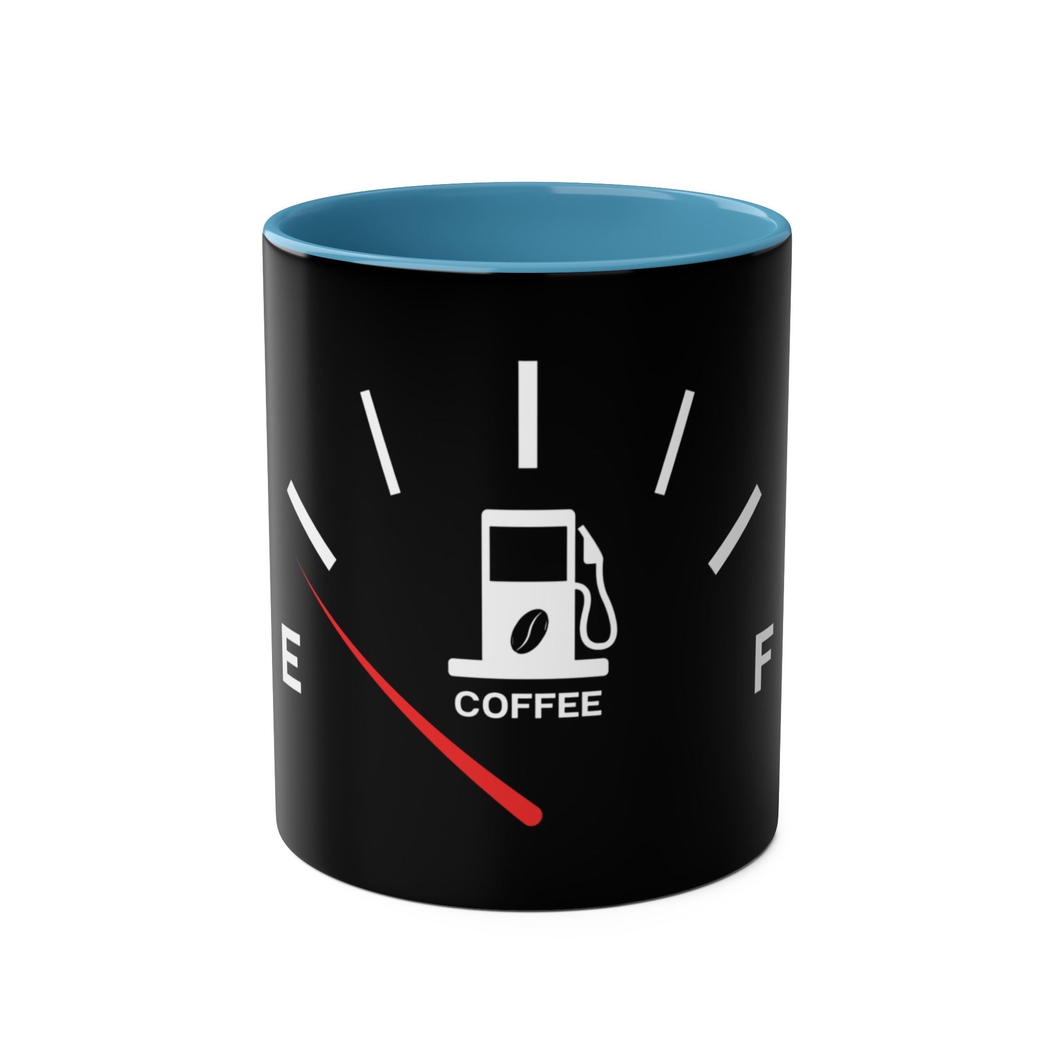 Funny Two-Tone Coffee Mug with Fuel Coffee Gauge Design - Conscience Garment