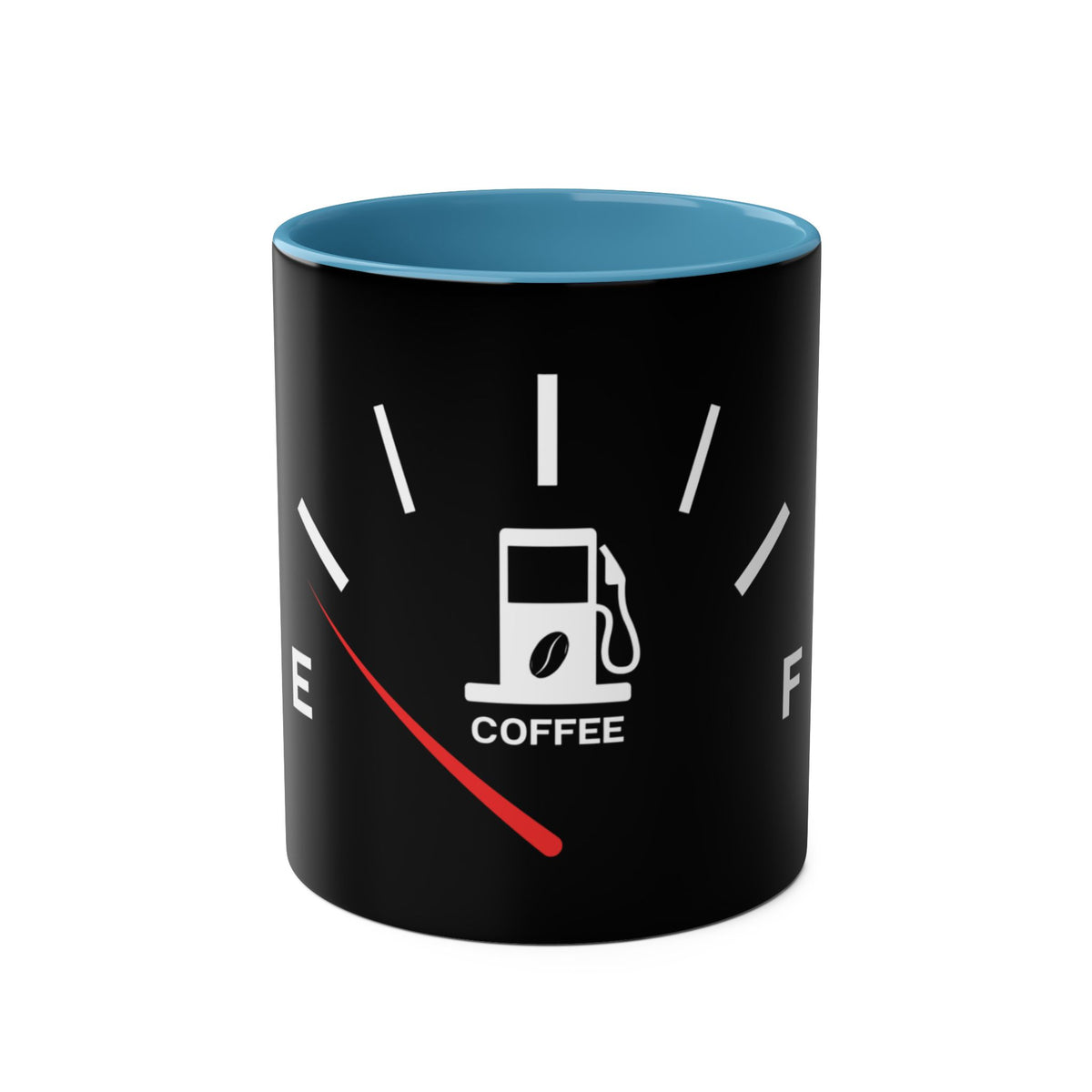 Funny Two-Tone Coffee Mug with Fuel Coffee Gauge Design - Conscience Garment