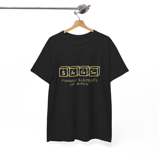 Sarcasm Blocks T-Shirt — “Sarcasm: Primary Elements of Humor” Retro Graphic Tee - Conscience Garment