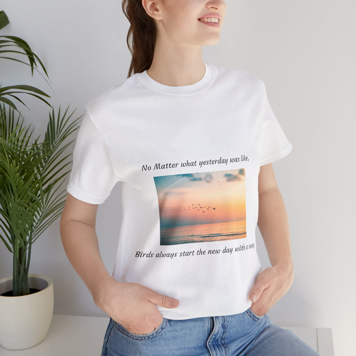New Day, New Beginning - Inspirational Bird Tee, Unisex Short Sleeve T-Shirt, Motivational Quote Shirt, Nature Lover Gift, Positive Vibes Apparel - Conscience Garment