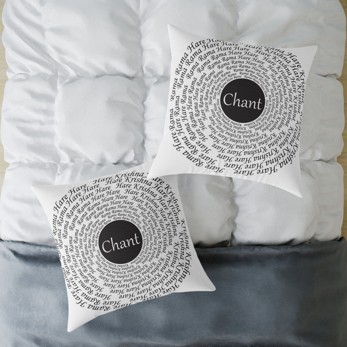 Hare Krishna chant Meditation Square Pillow — Spiritual Mantra Decorative Cushion