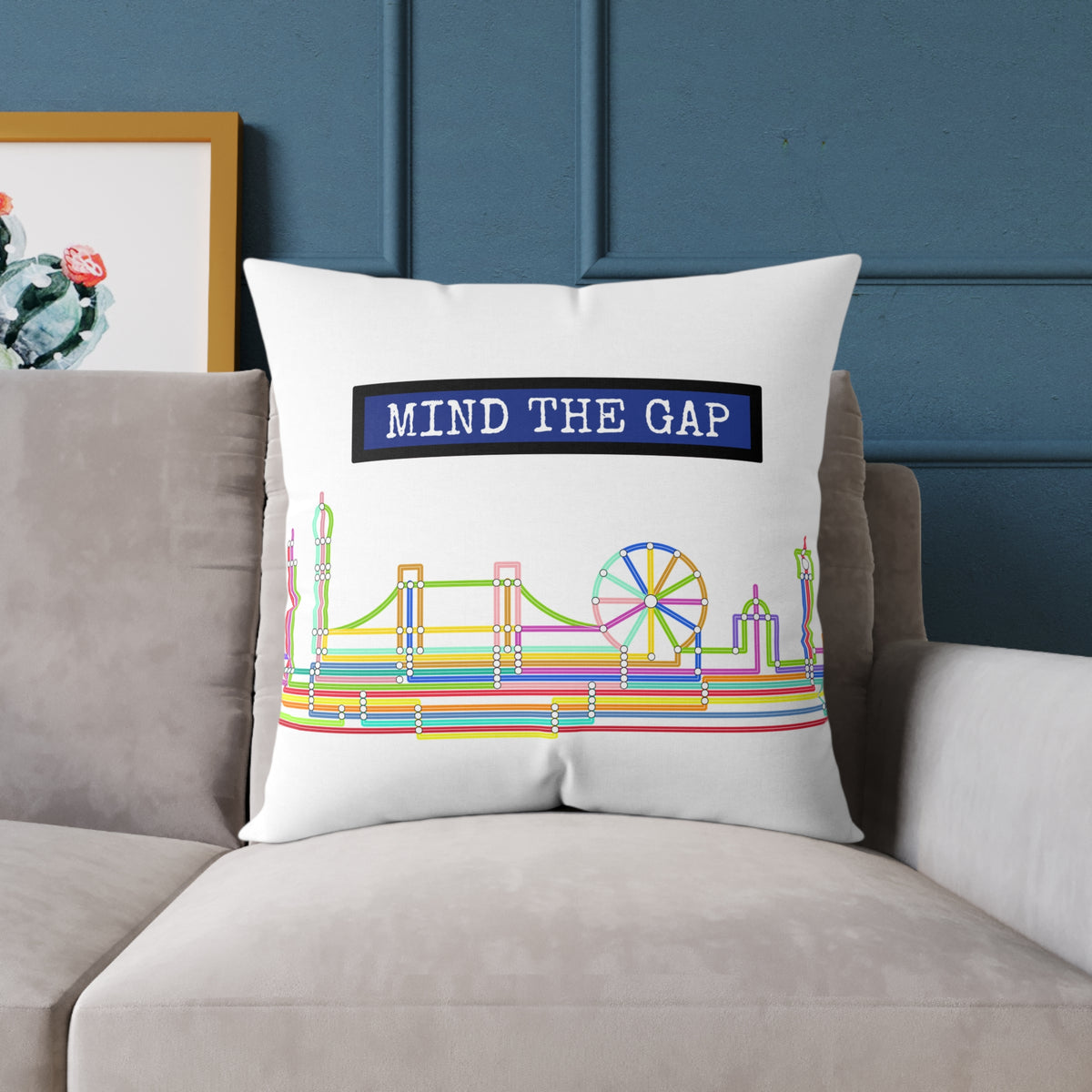 Mind The Gap London Skyline Throw Pillow