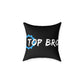 Top Bro Square Throw Pillow - Black Canvas Accent Cushion with Gear Logo