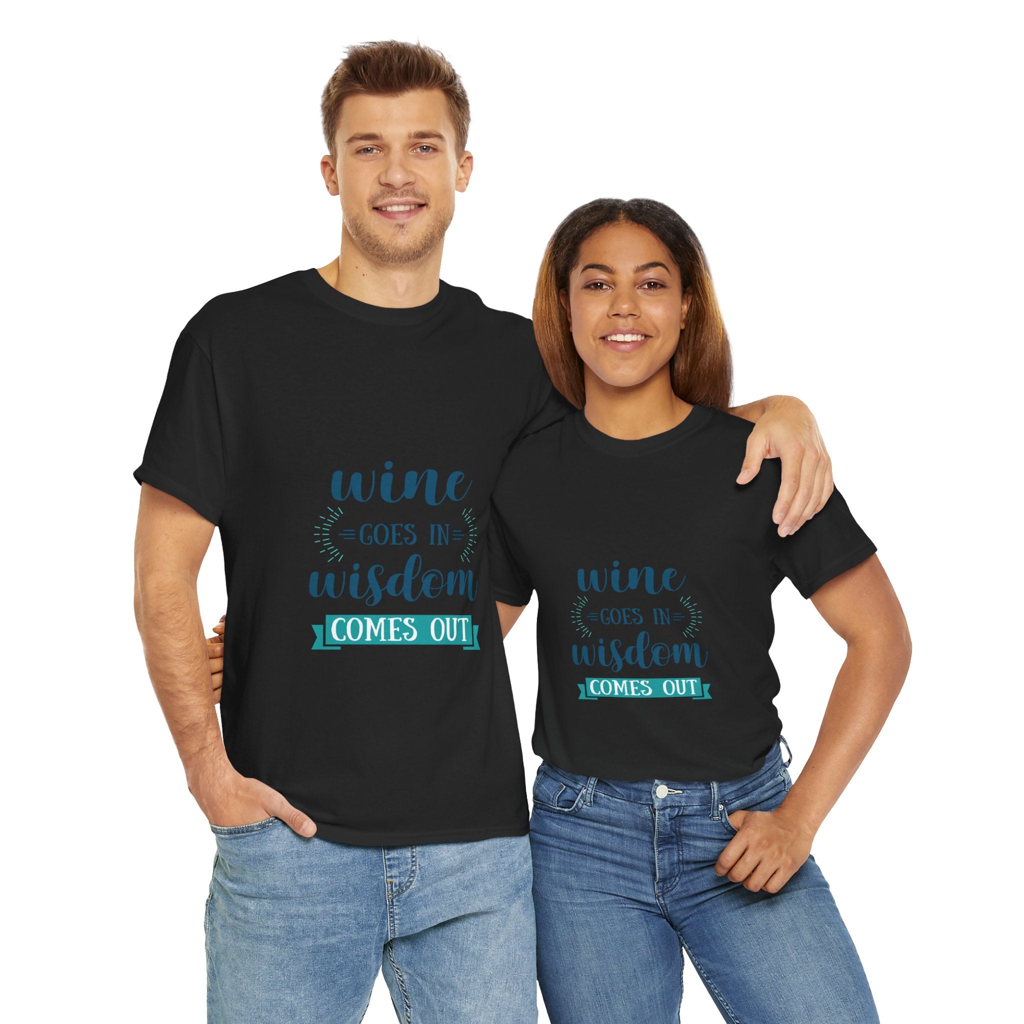 Wine Goes In Wisdom Comes Out Unisex Heavy Cotton Tee, Funny Wine T-Shirt, Gift for Wine Lovers, Casual Wear, Party Shirt