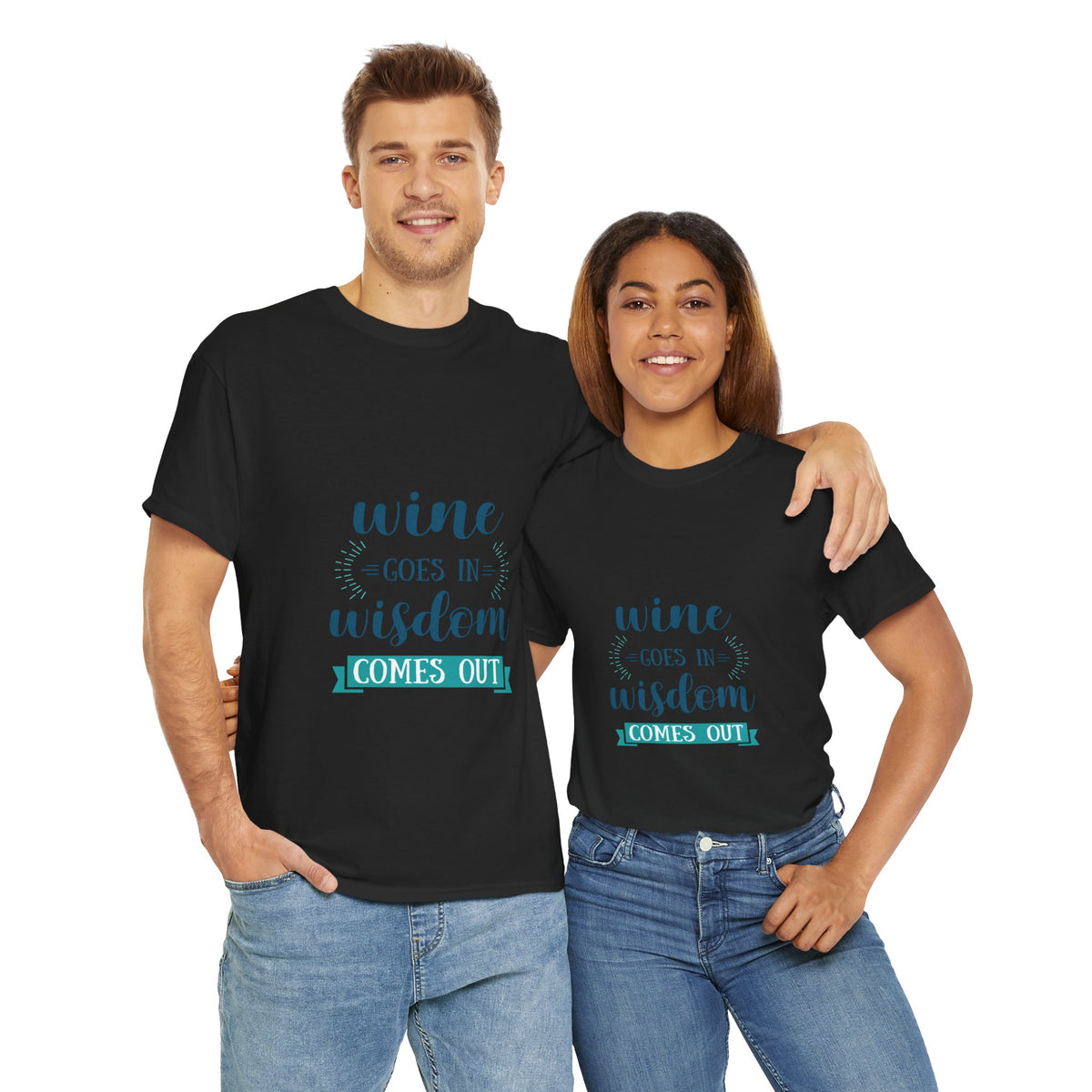 Wine Goes In Wisdom Comes Out Unisex Heavy Cotton Tee, Funny Wine T-Shirt, Gift for Wine Lovers, Casual Wear, Party Shirt - Conscience Garment