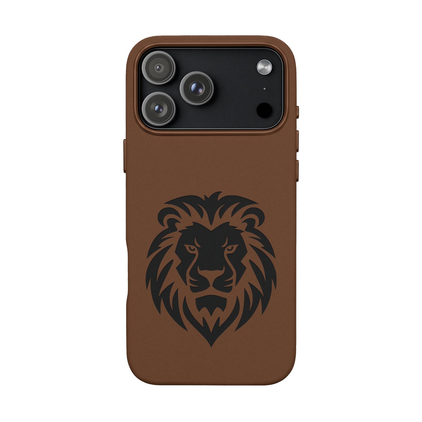 Engraved PU Leather Phone Case — Embossed Lion Design