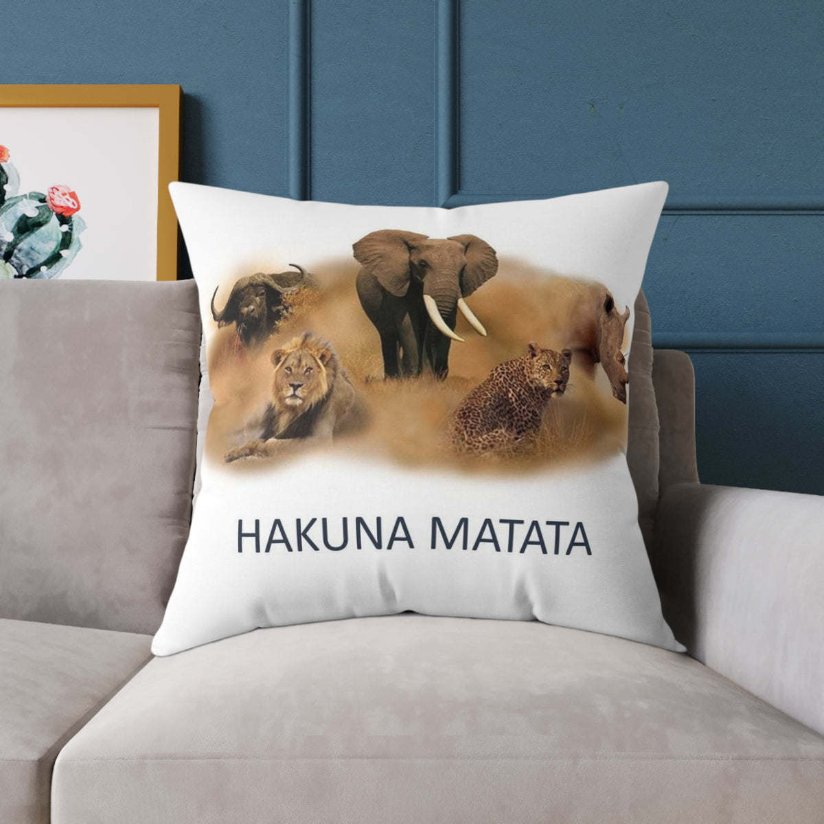 Hakuna Matata Safari Animal Square Pillow