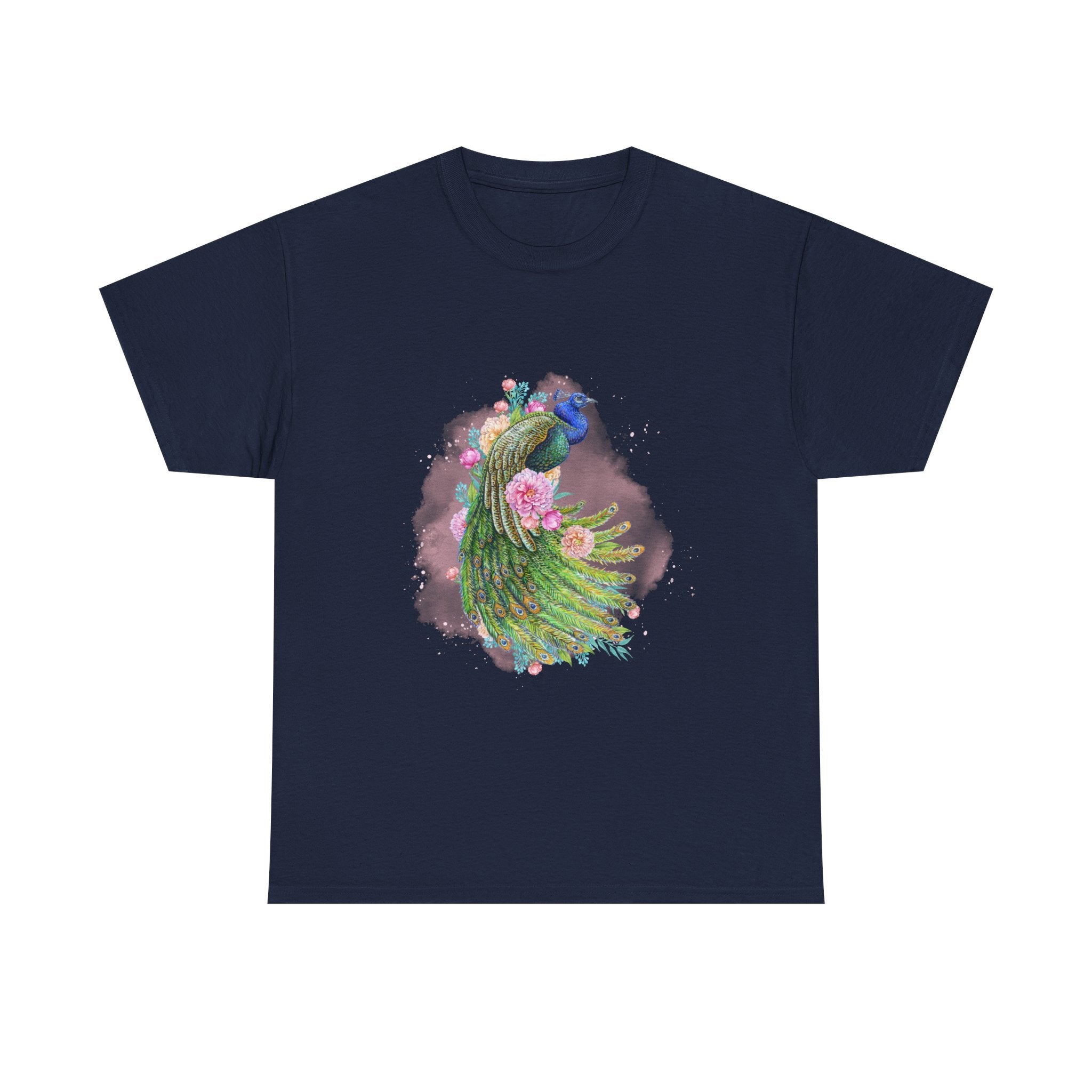 Peacock Floral Unisex Tee, Unique Animal Shirt, Nature Lover Gift, Casual Wear, Artful Graphic Tee