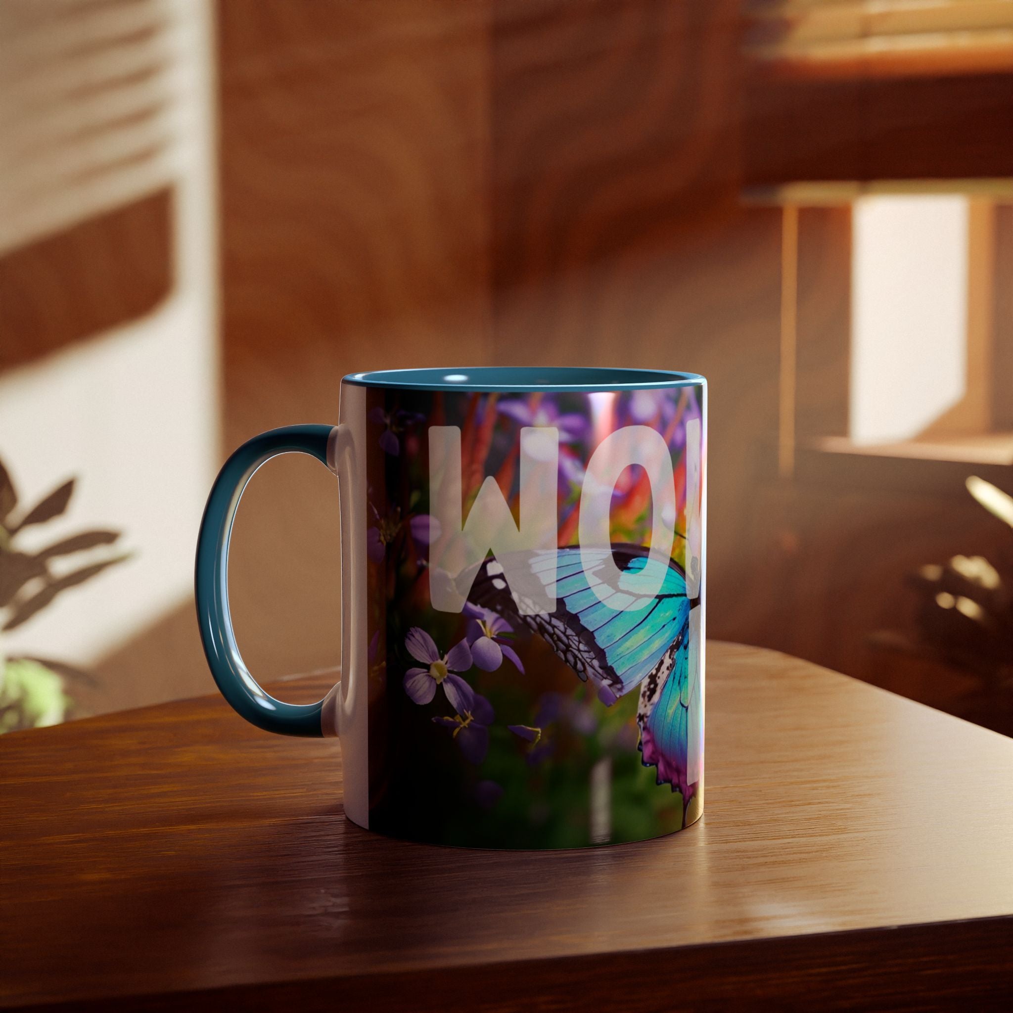 Mom Wow Two-Tone Coffee Mug, Birthday Gift, Mothers Day, 7 Colors