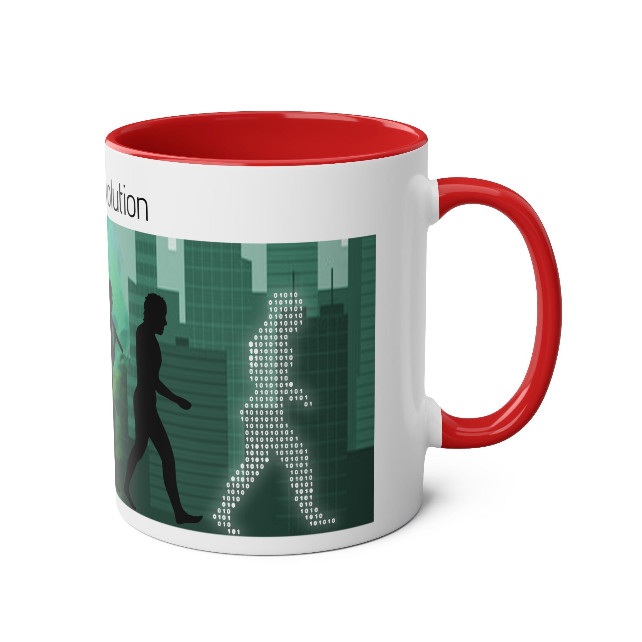 Evolution, Two-Tone Coffee Mugs, Gift, Birthday, Mindfulness, Motivational, Inspirational, Conscience Garment, Coffee, Tea, Positive