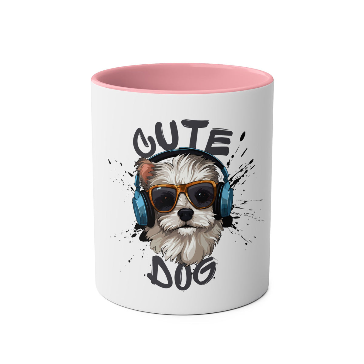 Cute Dog with Headphones Mug, Two-tone, 11oz - Conscience Garment