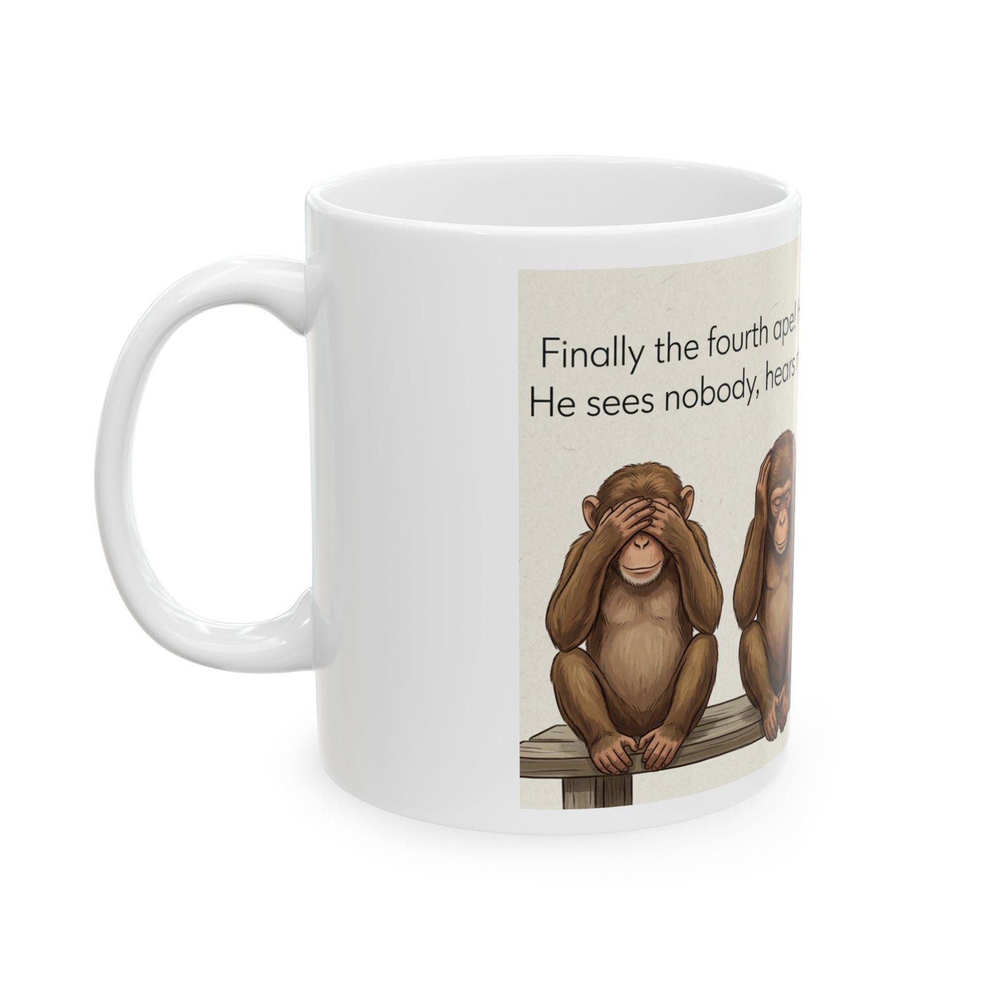 Ceramic Mug — Three Wise Monkeys Design (11oz & 15oz)