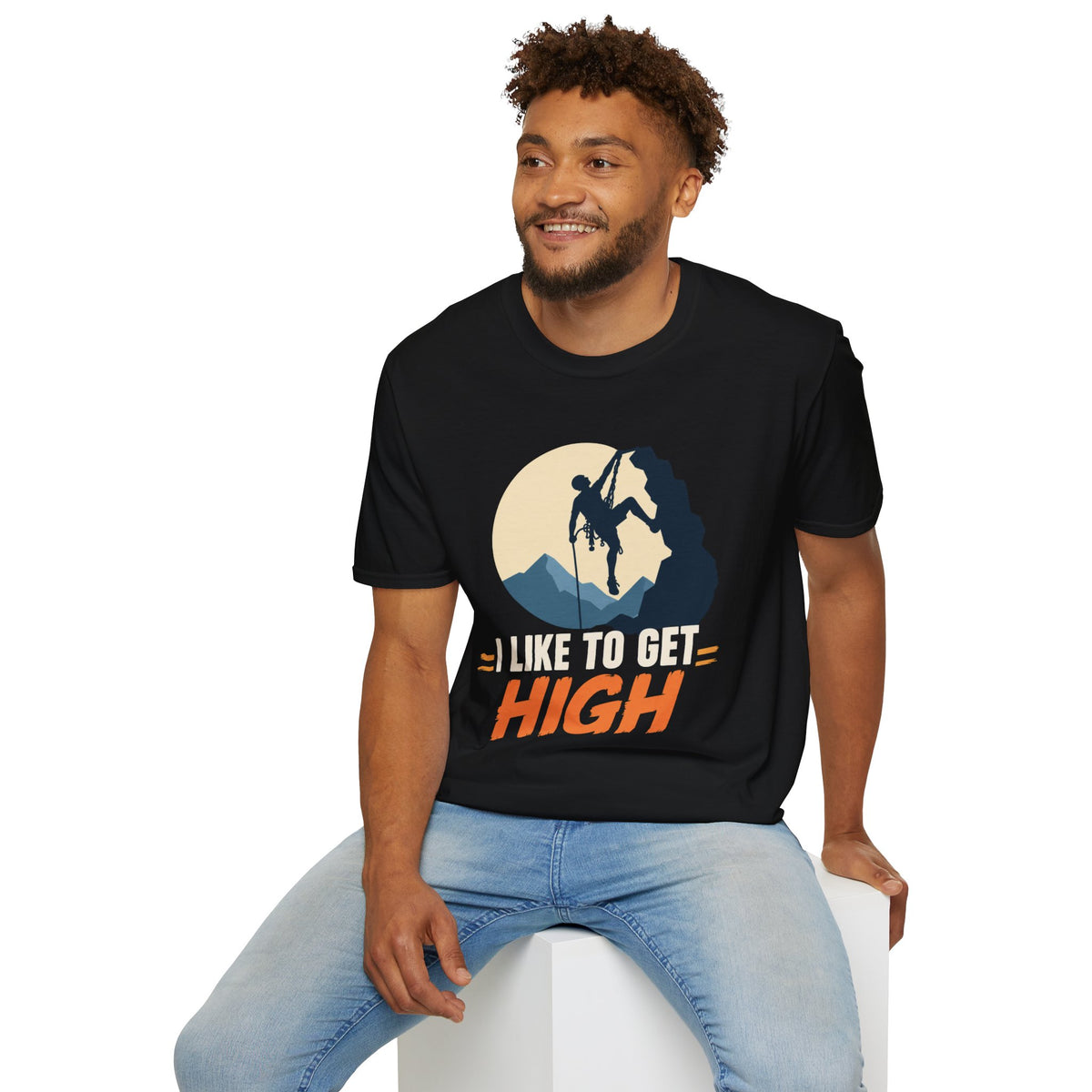 Climbing T-Shirt — I Like to Get High Mountain Rock Climber T-Shirt - Gift