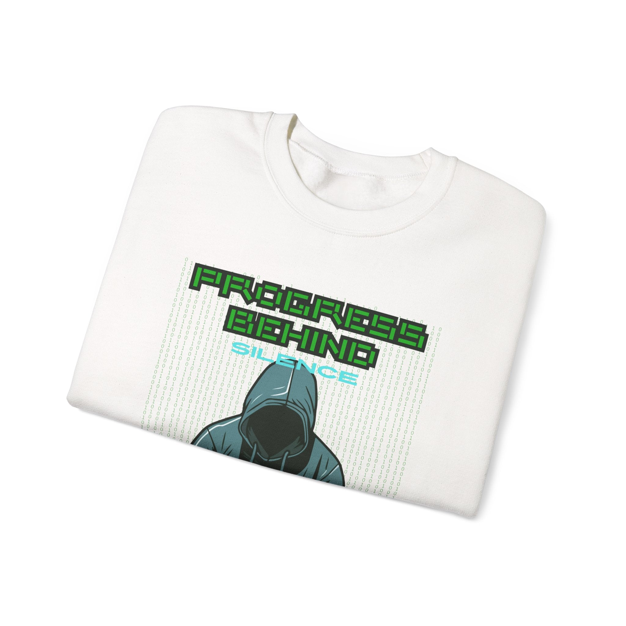 Crewneck Sweatshirt — Progress Behind Silence Graphic Hoodie Design