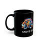 Turtle Mug — Colorful Turtle with Headphones "We Slow to Go Fast" Black Coffee Mug (11oz/15oz) - Conscience Garment