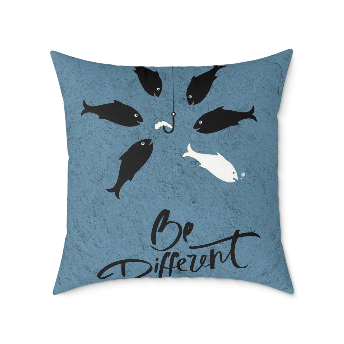 Be Different Fish Throw Pillow – Inspirational Nautical Accent Cushion