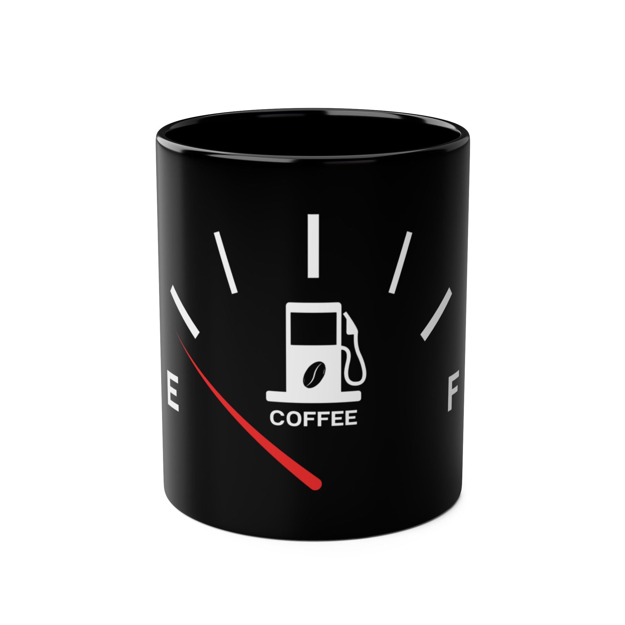 Funny Two-Tone Coffee Mug with Fuel Coffee Gauge Design