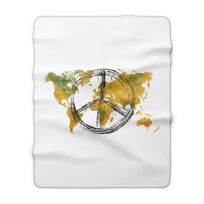 Peace World Map Sherpa Blanket — Cozy Travel-Inspired Throw