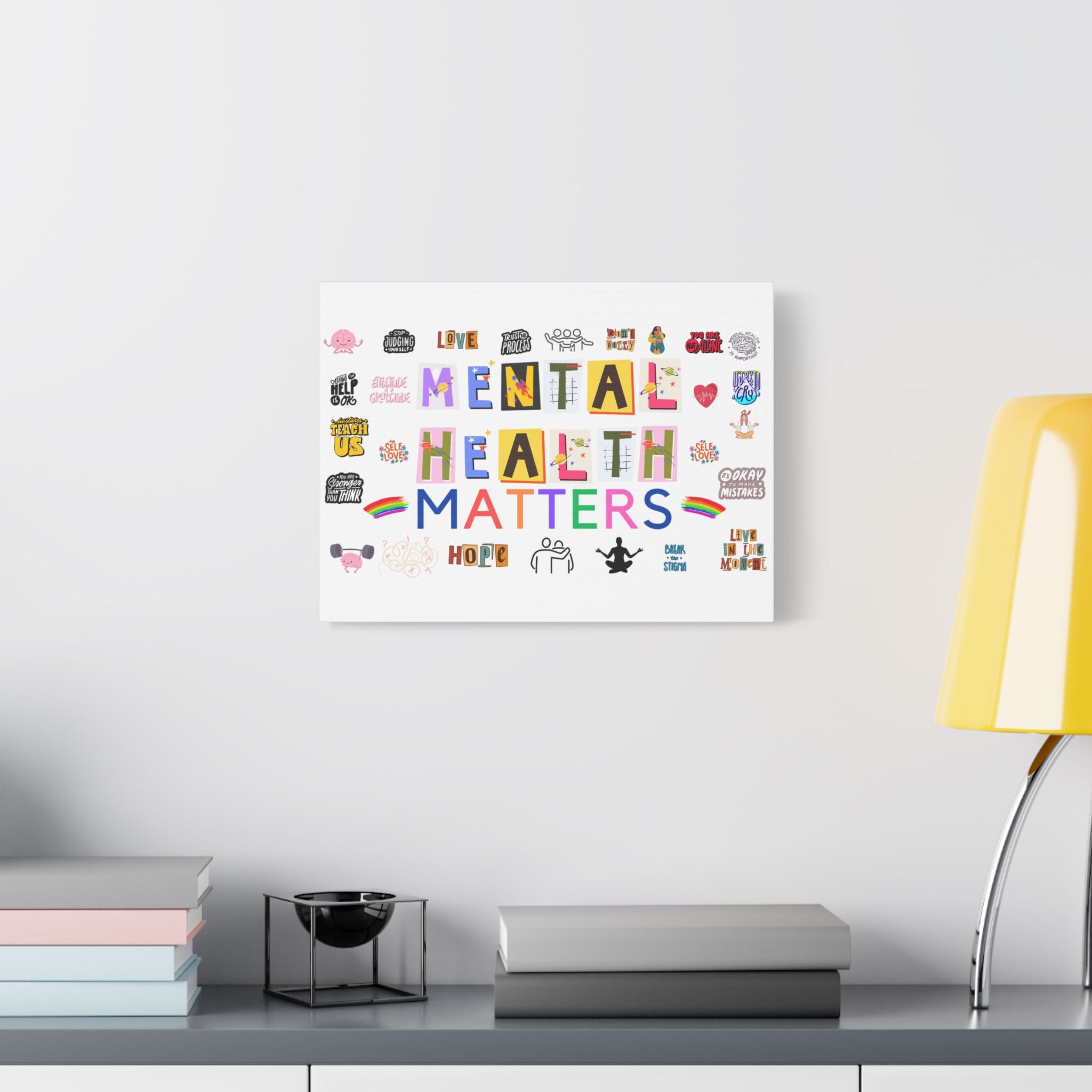 Mental Health Matters Canvas, Stretched, Gift, Office, Mindfulness, Motivational, Inspirational, Coffee, Tea, Positive, Mindset