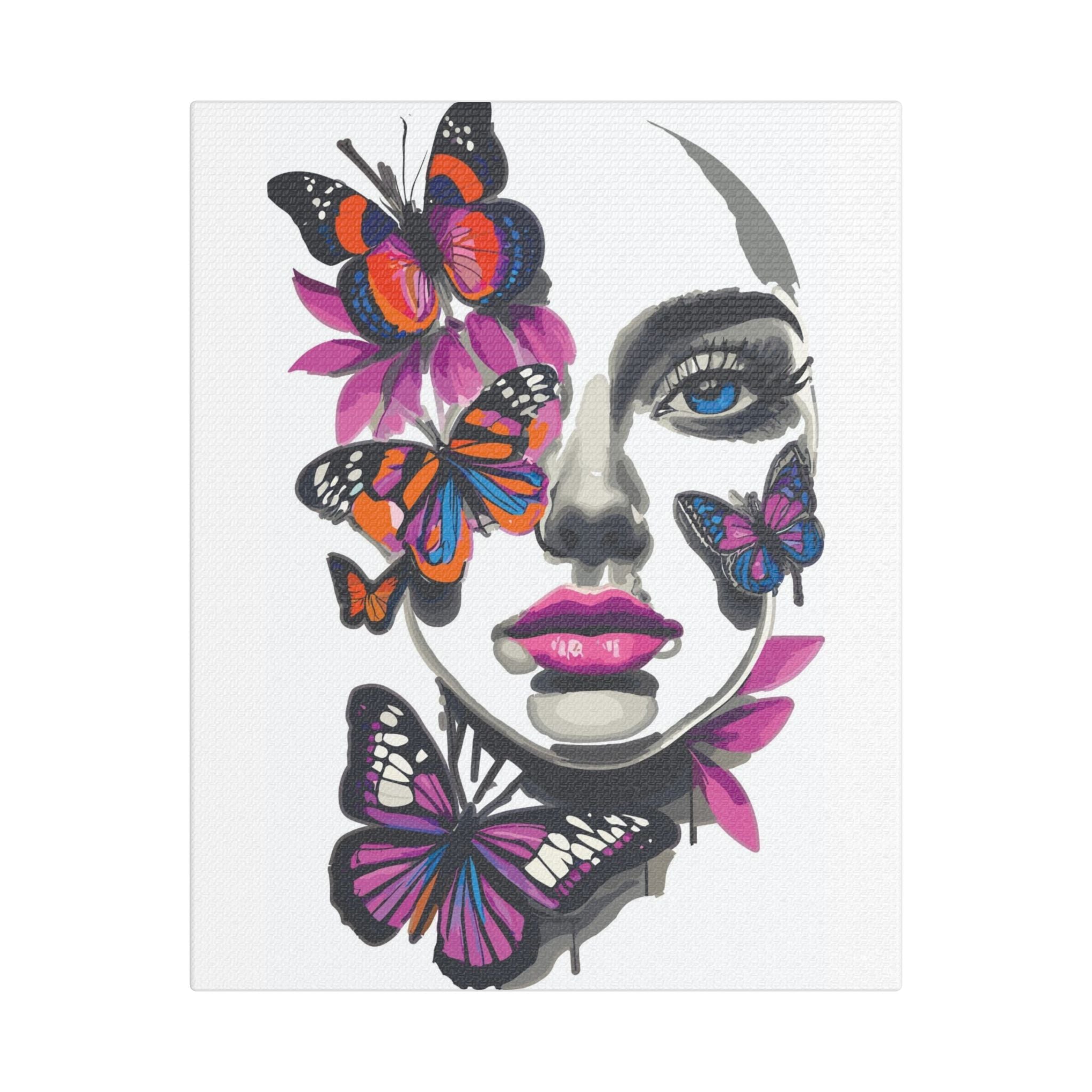 Beautiful Butterfly Face, Satin Canvas