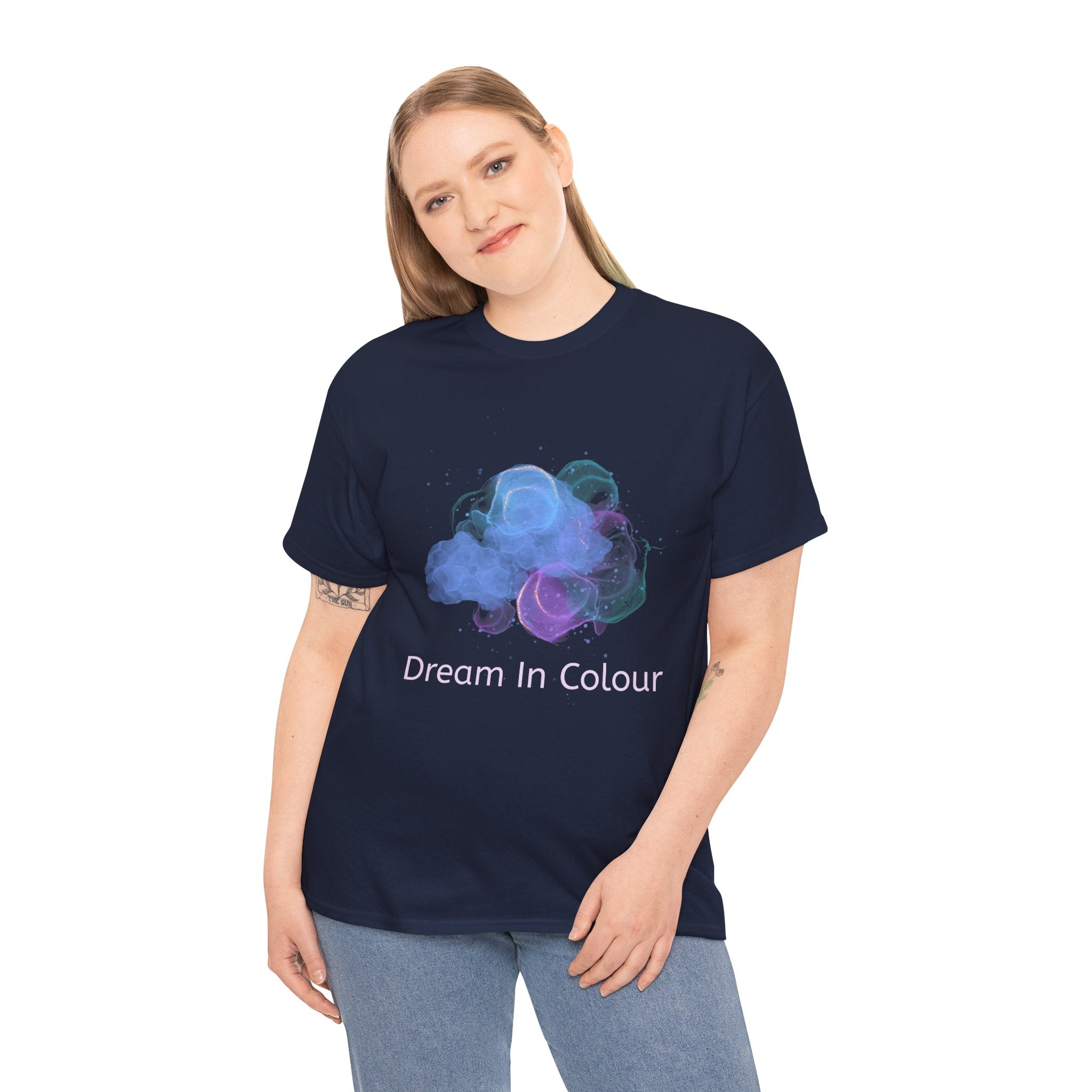 Unisex Heavy Cotton Tee - 'Dream In Colour' - Artistic Casual Wear, Gift for Dreamers, Creative Expression, Everyday Comfort, Birthday Gift