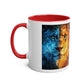 Lion Fire and Water Design Mug, Two-Tone, 11oz - Conscience Garment