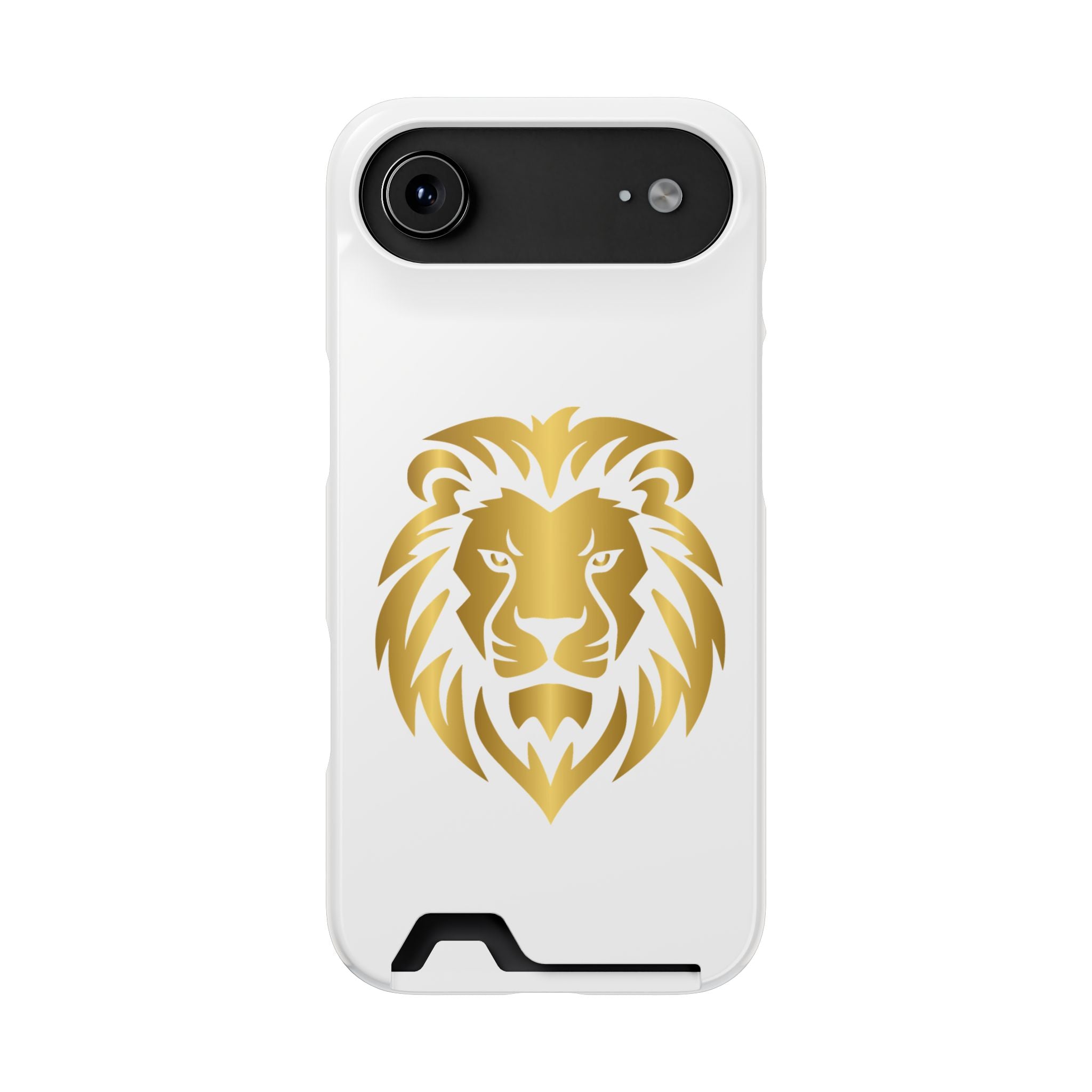 Lion Head Card Holder Phone Case — Gold Lion Wallet Phone Case