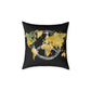 World Map Peace Sign Throw Pillow — Gold & Black Travel Decorative Pillow