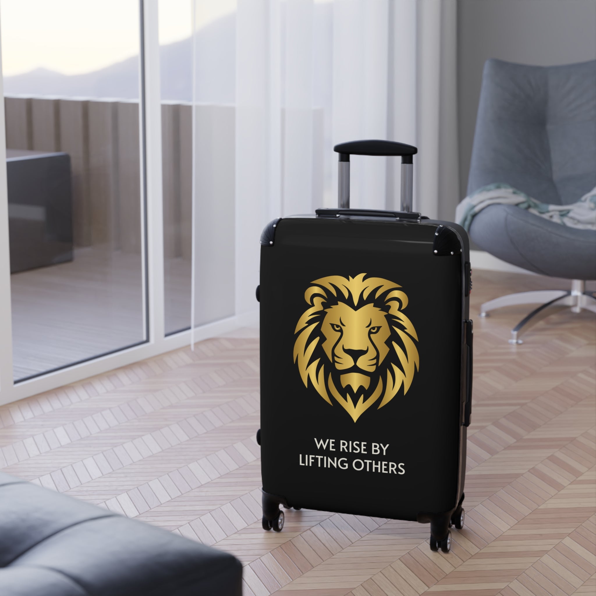 Lion Crest Suitcase – Gold Lion Travel Luggage