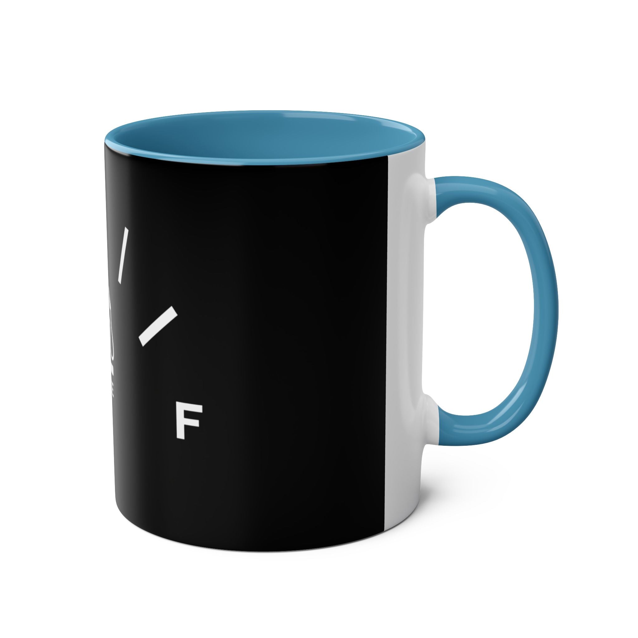 Funny Two-Tone Coffee Mug with Fuel Coffee Gauge Design