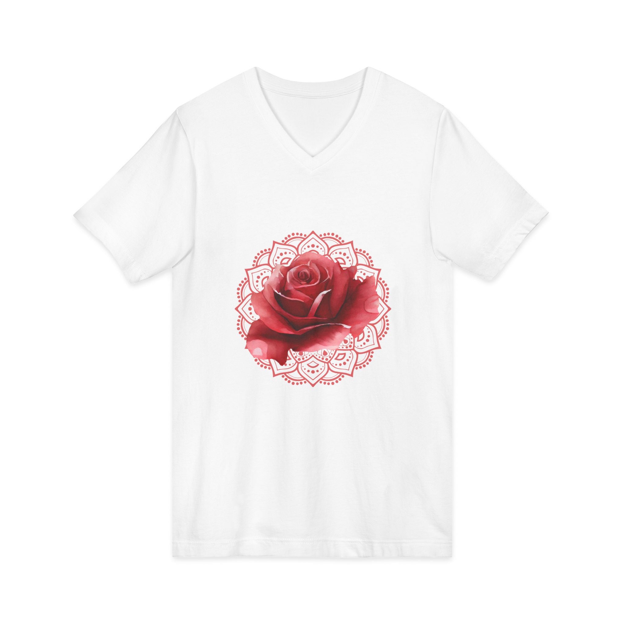 Lotus Mandala V-Neck Tee — Hand-Drawn Floral Yoga Shirt - Conscience Garment