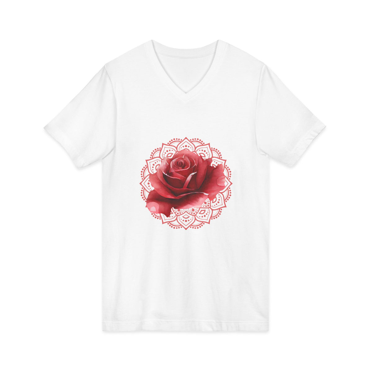 Lotus Mandala V-Neck Tee — Hand-Drawn Floral Yoga Shirt - Conscience Garment