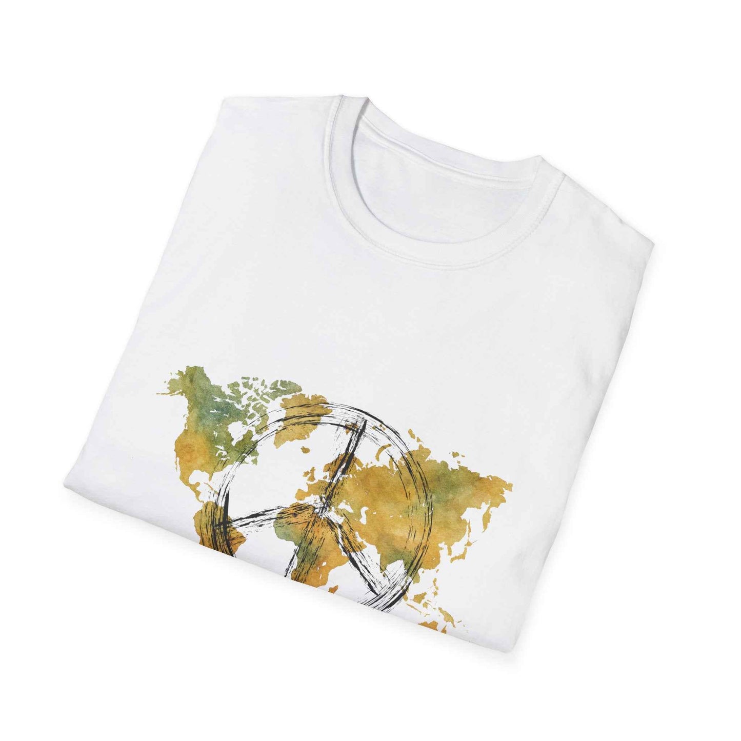 Peaceful World Map T-Shirt — Watercolor Peace Sign Globe T-Shirt