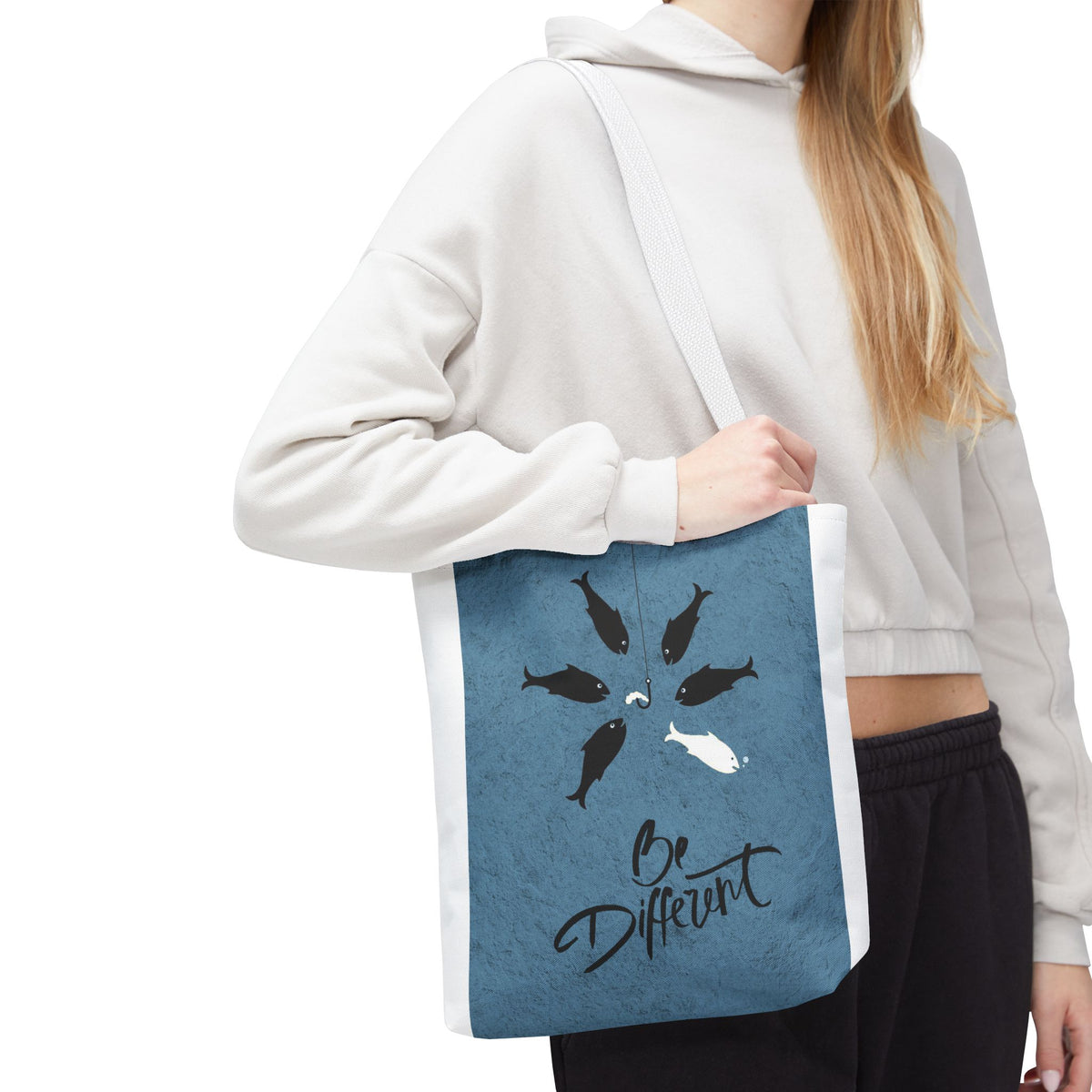 Be Different Whale Tote Bag — Inspirational Ocean Animal Canvas Tote