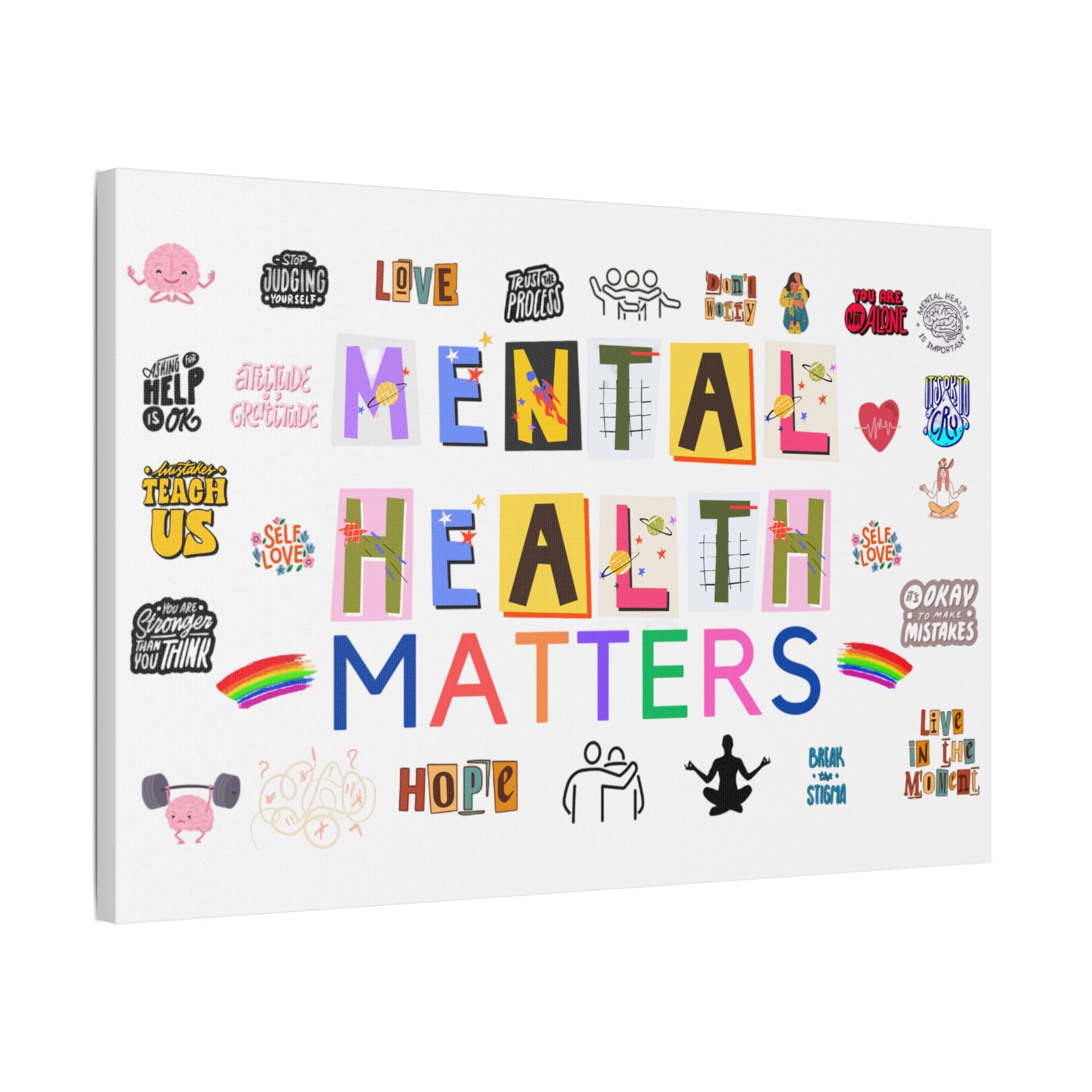 Mental Health Matters Canvas, Stretched, Gift, Office, Mindfulness, Motivational, Inspirational, Coffee, Tea, Positive, Mindset